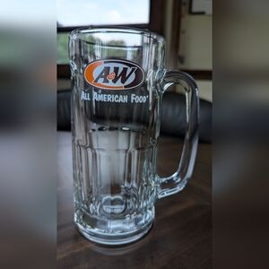 Vintage A&W Rootbeer Heavy Clear Glass Mug 7” Tall Papa Restaurant Mug